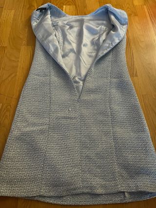 Vestido tweed azul y blanco