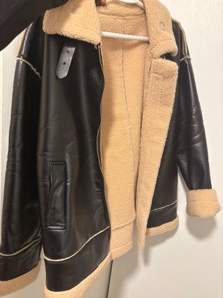 Chaqueta de cuero forrada invierno