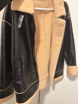 Chaqueta de cuero forrada invierno