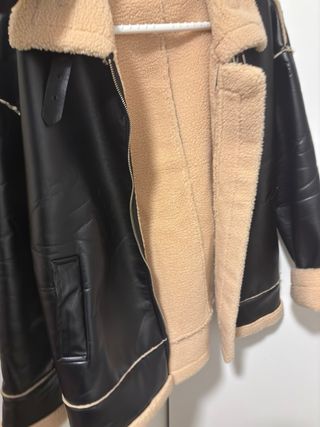 Chaqueta de cuero forrada invierno