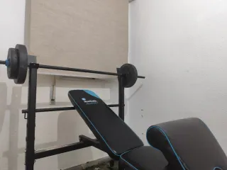 Press de banca con discos y banco