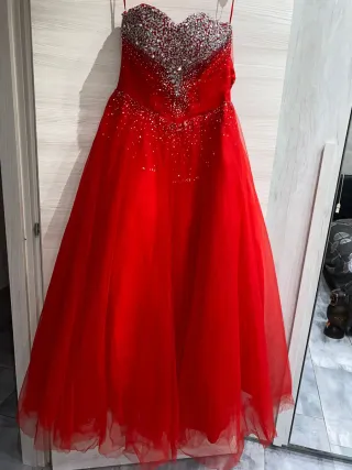 Abito da sera rosso con strass Patatina