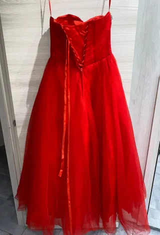 Abito da sera rosso con strass Patatina