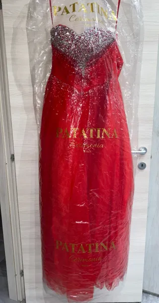 Abito da sera rosso con strass Patatina