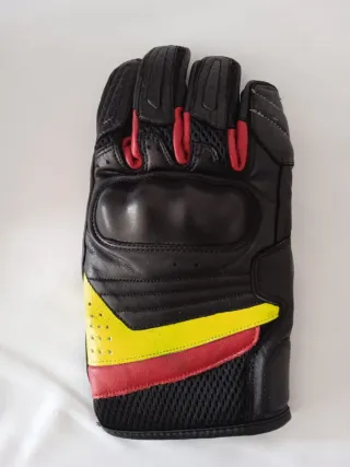 Guantes de moto cuero negro y rojo