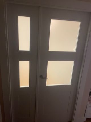 Puerta doble blanca con cristal 72cm+43cm