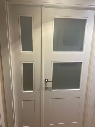 Puerta doble blanca con cristal 72cm+43cm