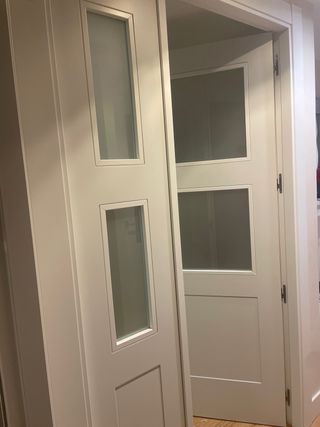 Puerta doble blanca con cristal 72cm+43cm