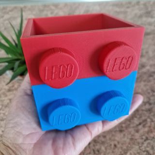 Portalápices Estilo LEGO Rojo y Azul