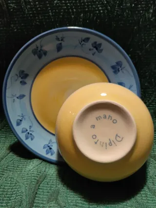Set Piatto e Ciotola Ceramica Dipinto