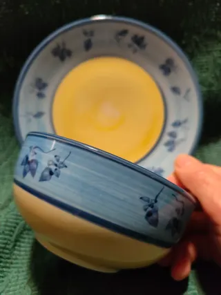 Set Piatto e Ciotola Ceramica Dipinto