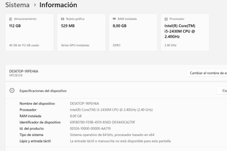 Portátil Sony Vaio i5 8GB RAM 120GB SSD W11