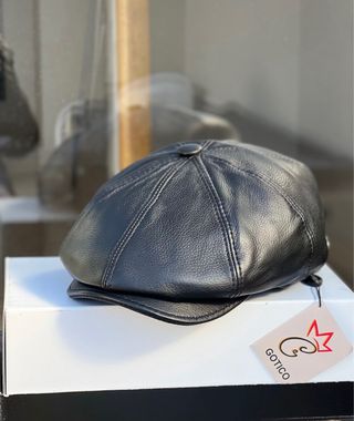 Boina de piel negra talla 61-62