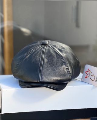 Boina de piel negra talla 61-62