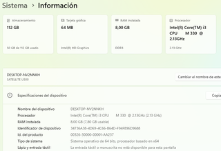 Portátil Toshiba i3 8GB RAM 120GB SSD W11