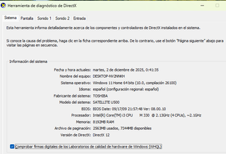 Portátil Toshiba i3 8GB RAM 120GB SSD W11