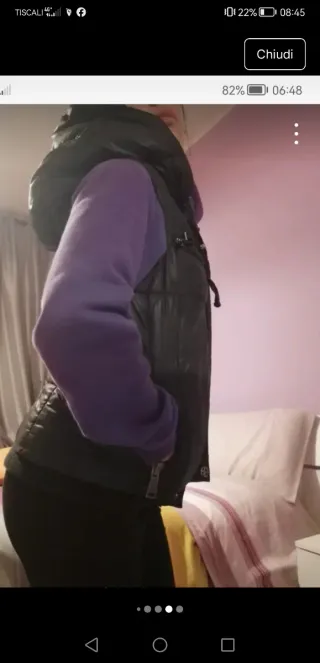 Piumino vera piuma d'oca nero e viola