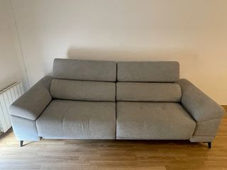 Sofá 3 plazas gris tela