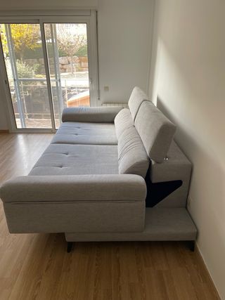 Sofá 3 plazas gris tela