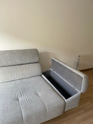 Sofá 3 plazas gris tela