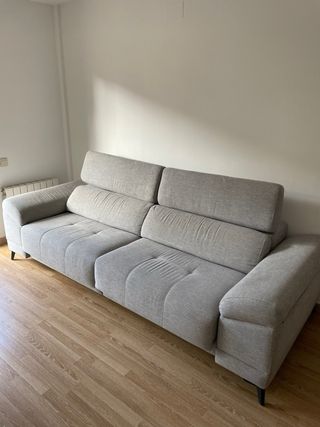 Sofá 3 plazas gris tela