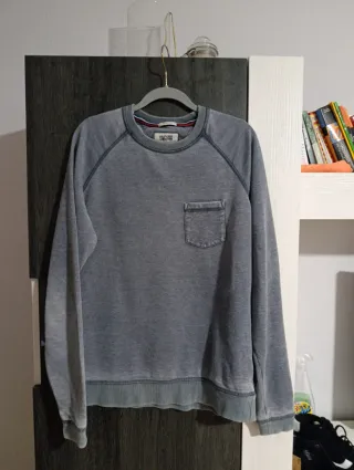 Sudadera hombre azul grisáceo con bolsillo