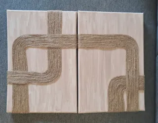 2 Cuadros handmade Textura Cuerda de yute.
