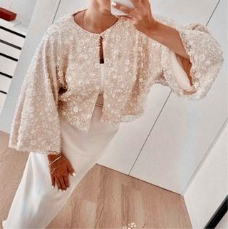 Chaqueta abalorios perlas y lentejuelas Zara