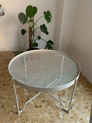 Mesa y 2 sillas jardín beige/gris