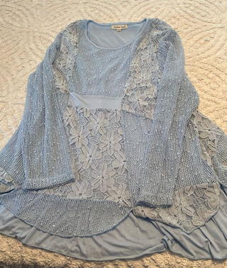 Jersey azul encaje manga larga talla S