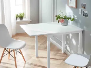 Mesa extensible blanca metal y madera