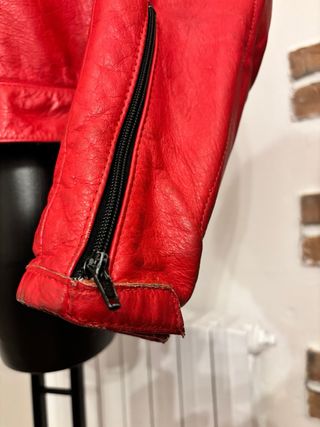 Giacca Moto Pelle Rossa e Bianca