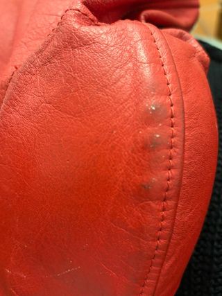 Giacca Moto Pelle Rossa e Bianca