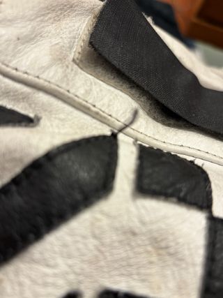 Giacca Moto Pelle Rossa e Bianca