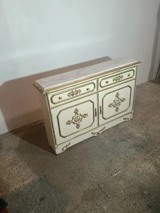 Mueble de entrada madera y mármol