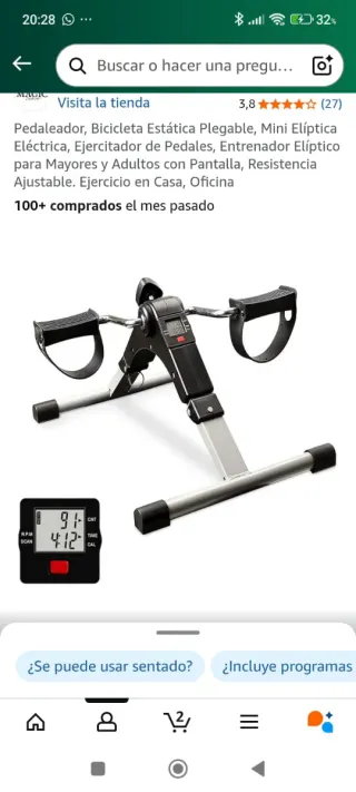 Mini Bicicleta Estática Pedales Eléctrica