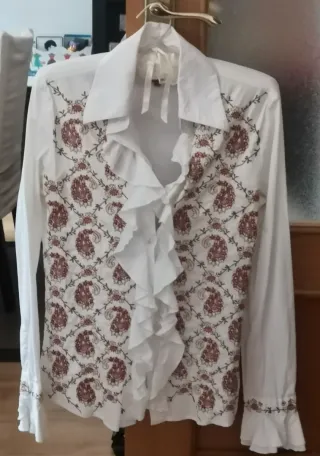 Camisa Flamenco bordada blanca