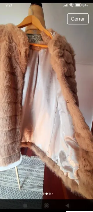 Abrigo pelo beige talla M
