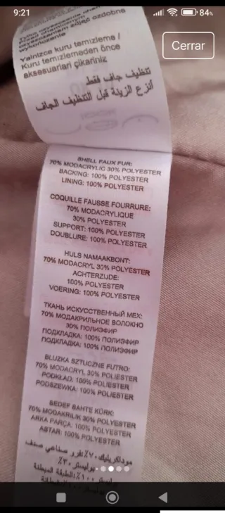 Abrigo pelo beige talla M