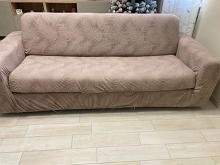 Divano letto 4 posti beige con fantasia