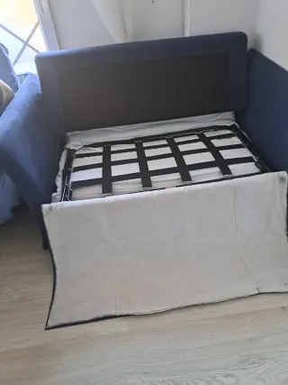 Sofá Cama Tela Azul y Multicolor