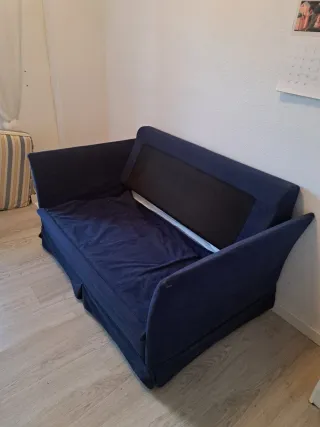 Sofá Cama Tela Azul y Multicolor