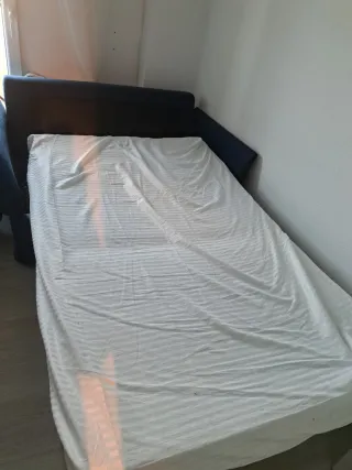 Sofá Cama Tela Azul y Multicolor