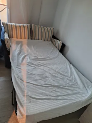 Sofá Cama Tela Azul y Multicolor