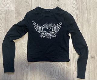 Camiseta mujer Bershka manga larga negra S