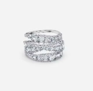 Anillo con piedras brillantes, plata S925