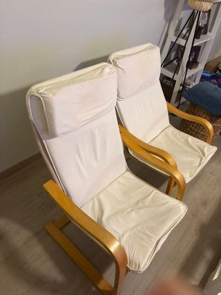 Butacas Mecedoras relax tela y madera 2x1