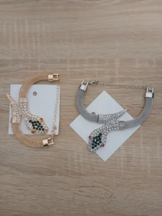 Pack 2 Collares Serpiente Dorado y Plateado