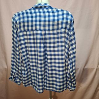 Camisa Zara Basic cuadros azul y blanco