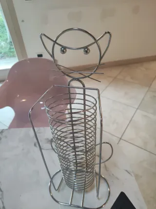 Porta CD gatto metallo e Orologio metallo nero